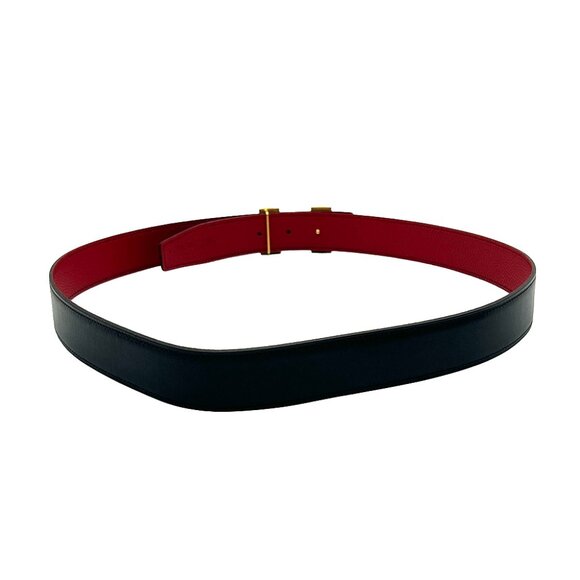HERMES Leather Belt Black and Red Unisex - Picture 4 of 10